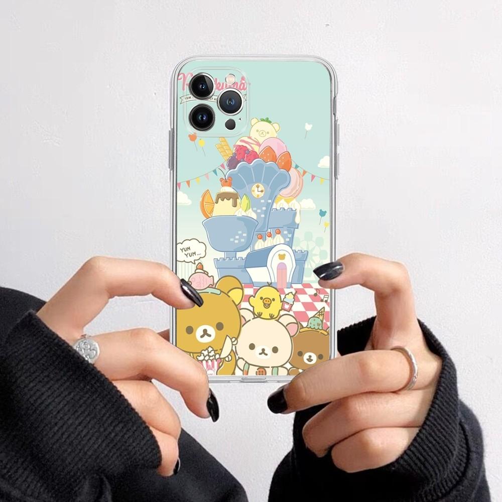 Cute Cartoon R-Rilakkuma Phone Case for iPhone 16 15 8 7 6 6S Plus X SE XR XS 14 11 12 13 Mini Pro Max Mobile Case