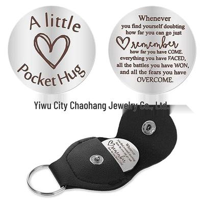 Stainless Steel Engraved Double-Sided Hug Token for Long Distance Loved Ones