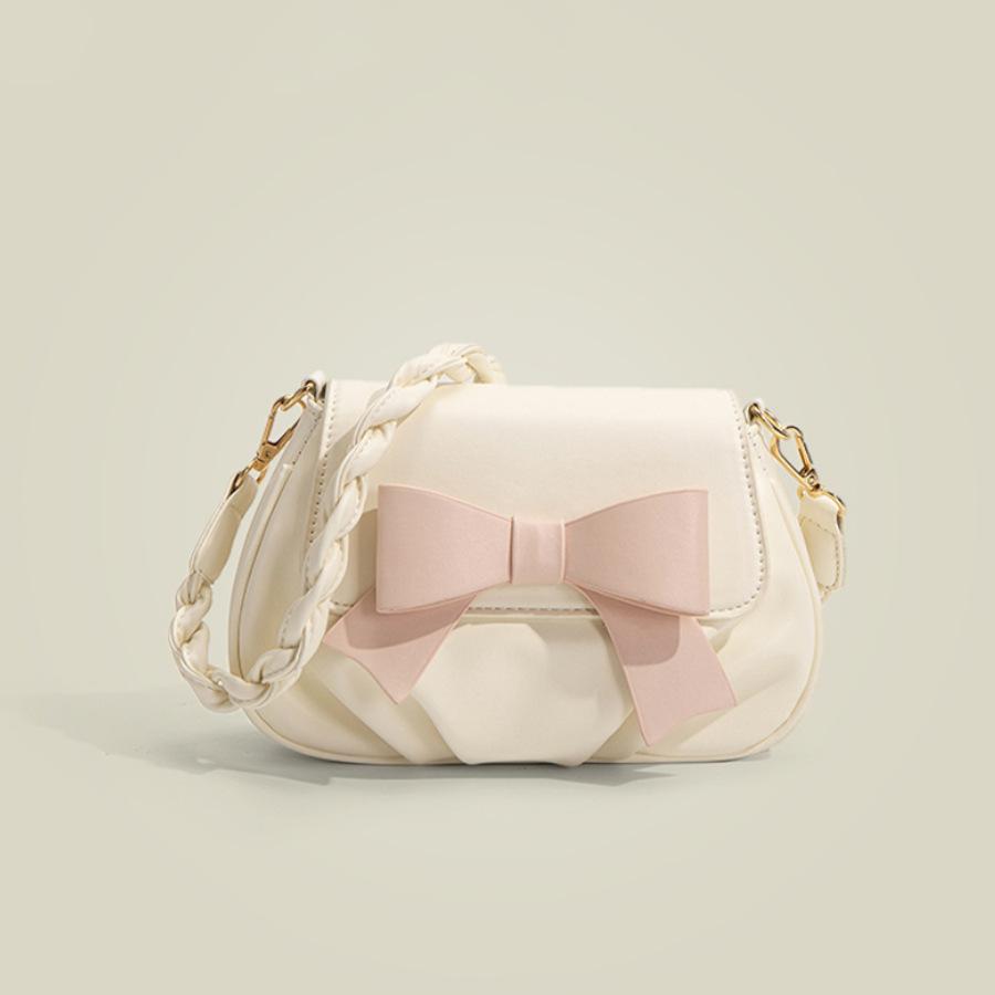 Spring and summer Internet celebrities fashion versatile sweet girl heart small square bag women messenger bag pleated cloud bag bow bag