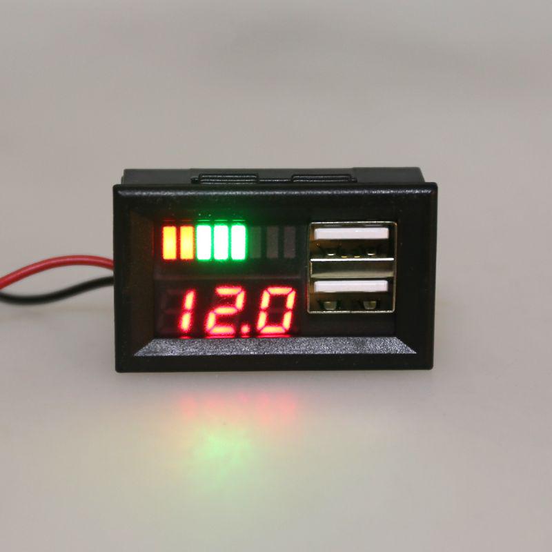 

Universal 12V Dual USB Digital Voltmeter Voltage Display Panel Meter for Motorcycle Electromobile E-bike чорний