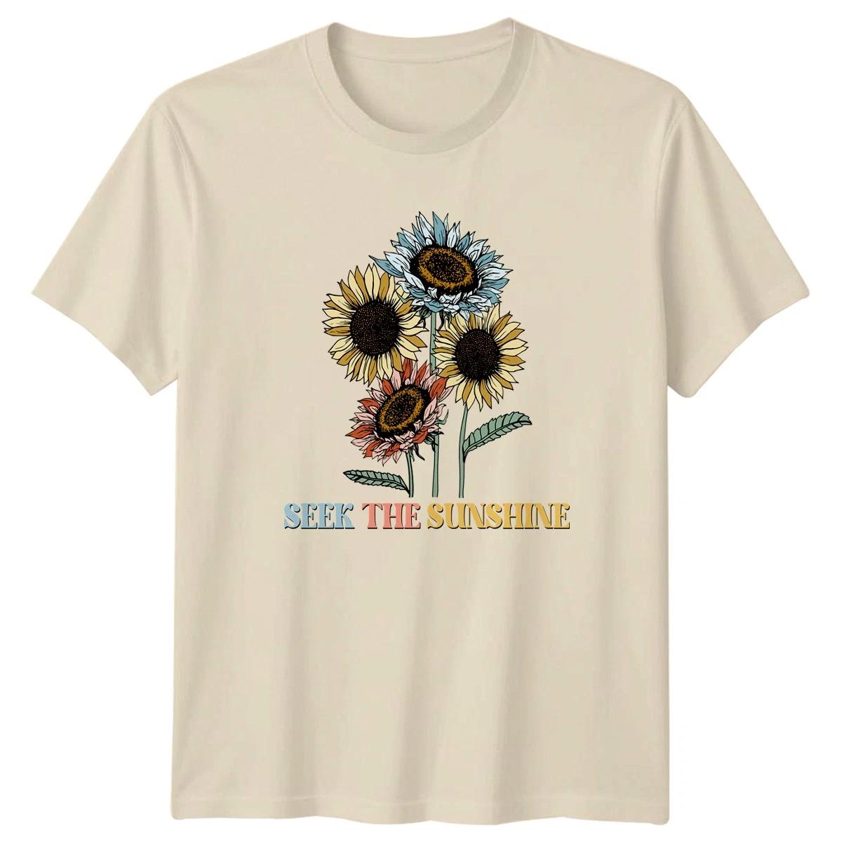 Seek The Sunshine T-Shirt Vintage Sunflowers Floral Birthday Gift XL