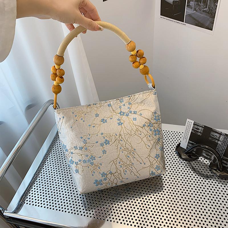 Трендовая 2024 Модная вышитая сумка-ведро на плечо для женщин в ярких цветах синий