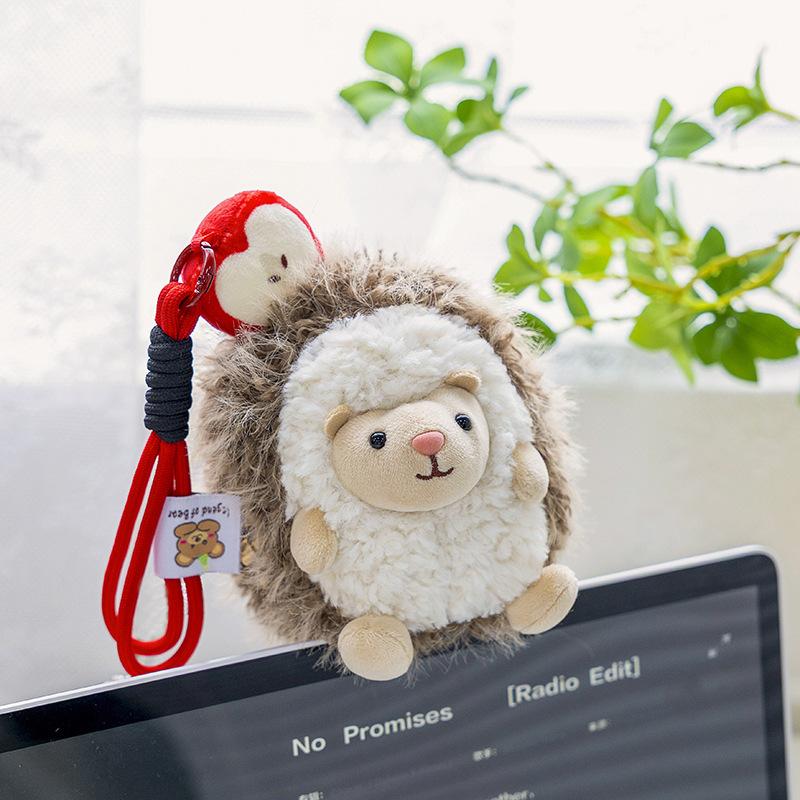 

Cute apple hedgehog doll plush toy bag pendant schoolbag pendant simulation little hedgehog doll for girls 17cm