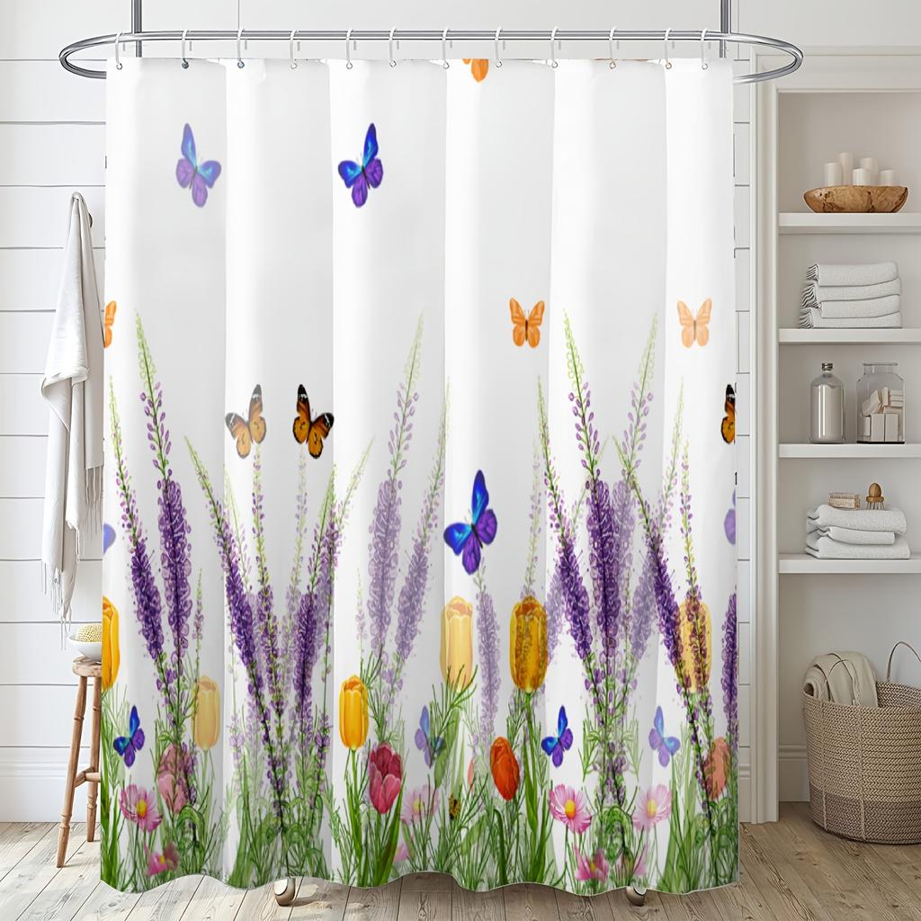 Heavy Duty Shower Curtain With Hooks Waterproof Anti-mold Easy Clean Cute Simple Style For Home Hotel Rental Apartment Bathroom