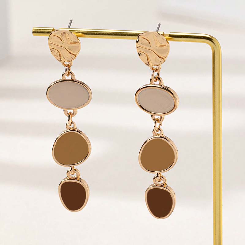 Vintage Colorful Drip Oil Contrasting Round Drop Earrings For Women Exaggerated Metal Long Irregular Geometric Earrings Jewelry
