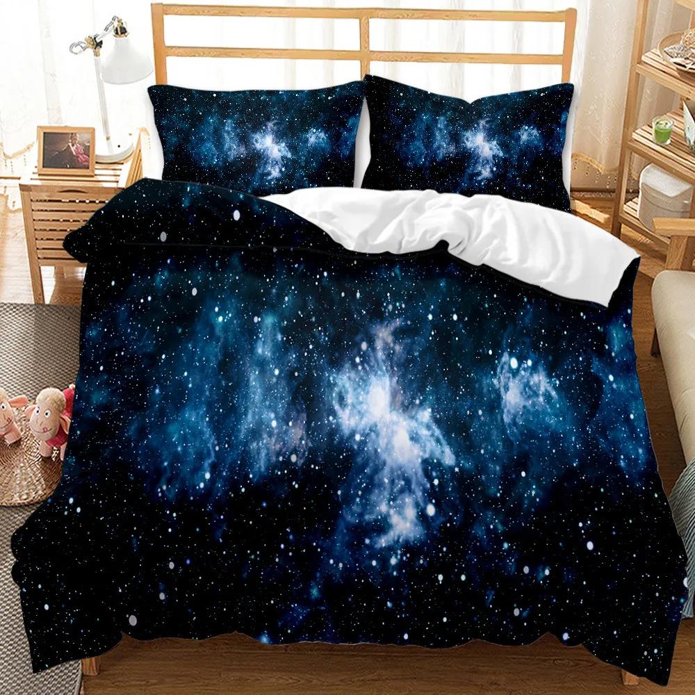 Stjärnklar Himmel Påslakanset King Size Grön Himmel Tema Abstrakt Stil Arrangemang Kosmos Koncept Tryck Twin Polyester Sängklädesset