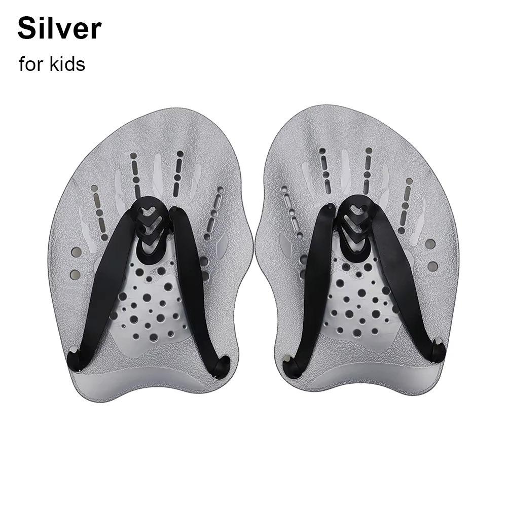 1Pair Freestyle Swim Paddles With Silicone Straps Kids/Adult Swimming Frog Paddle Adjustable Hands Fins Flippers