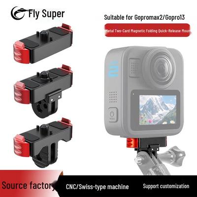 GoPro Max2 Magnetische Schnellwechselhalterung für Hero 13/12/11 - Faltbare Halterung mit zwei Kartenfächern