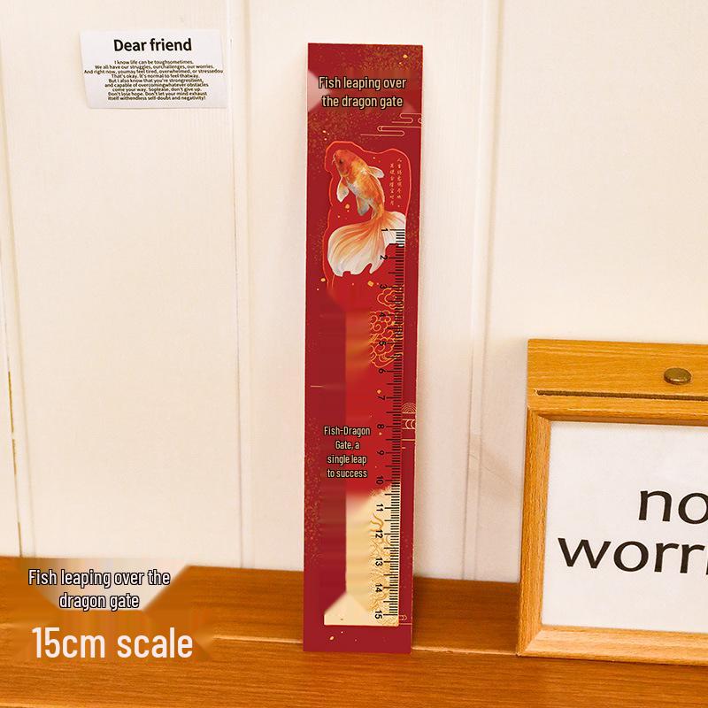 Golden Success Candidate Bookmark & Ruler - Koi Good Luck Graduation Gift. 15cm