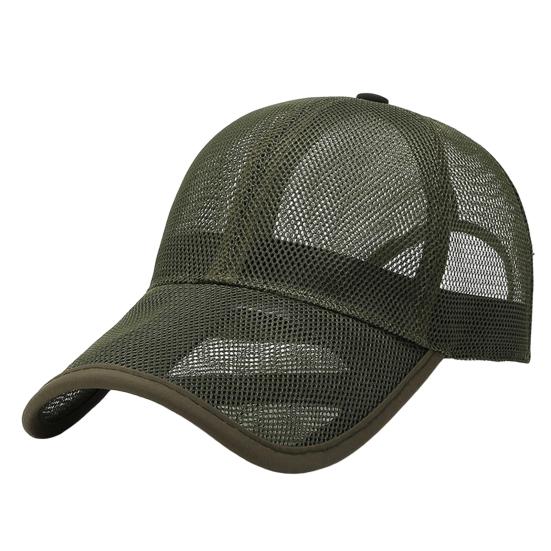 Men Baseball Hat Hollow Out Mesh Breathable Quick-drying Solid Color Sunscreen Adjustable Outdoor Golf Sun Hat Headwear