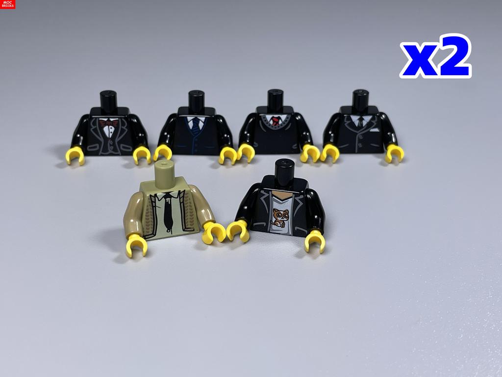 MOC Bricks Suit Series Chef Bridegroom Torso Cloth 4cm Figure Body Part Educational Building Blocks Assembled Toys Plastic Doll