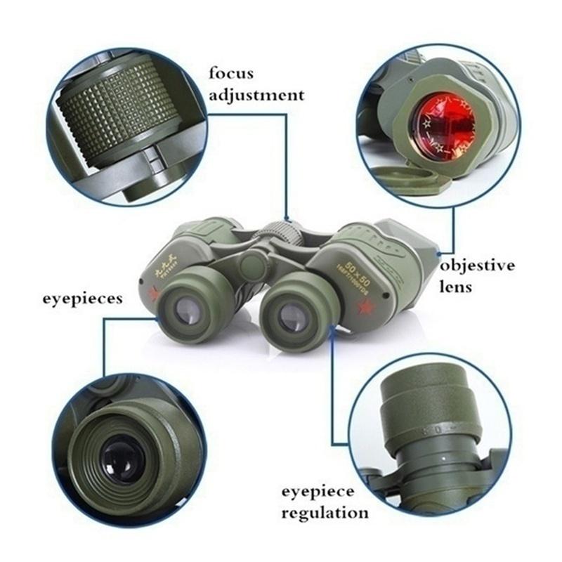 HD Portable 50x50 8m/1000m Professional Binoculars Army Military Telescope Night Vision Waterproof Outdoor Hiking Camping Hunting Optics Travel