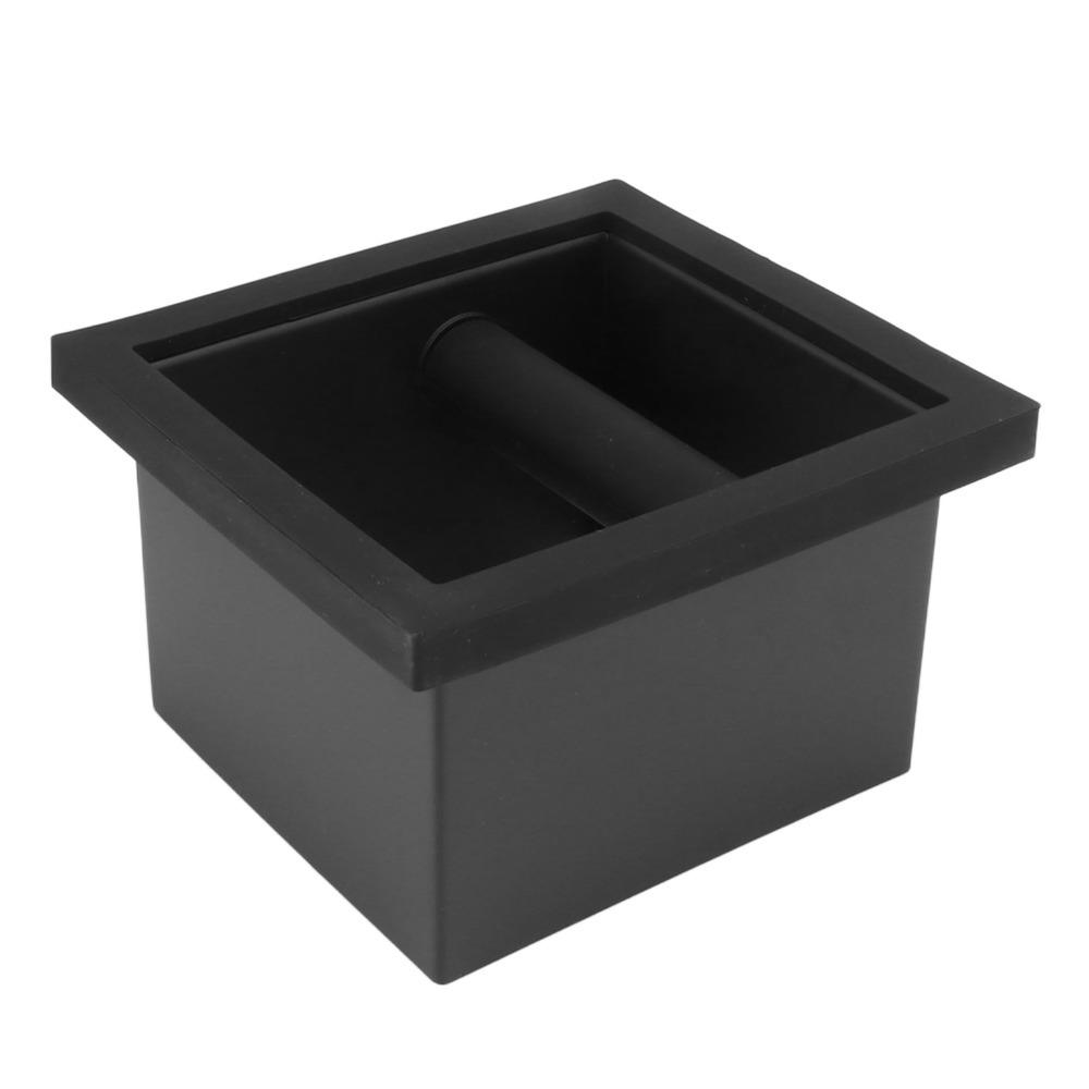 Black Rubber Coffee Knock Box Stainless Steel Bottomless Knock Box  Commercial Coffee Shop