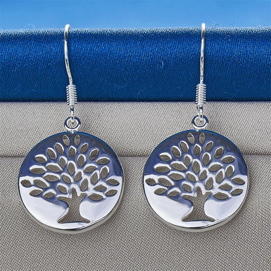 Luxury 925 Sterling Silver Exquisite Openwork Tree Earrings for Women, Fashion Gift Jewelry Wedding Accessories