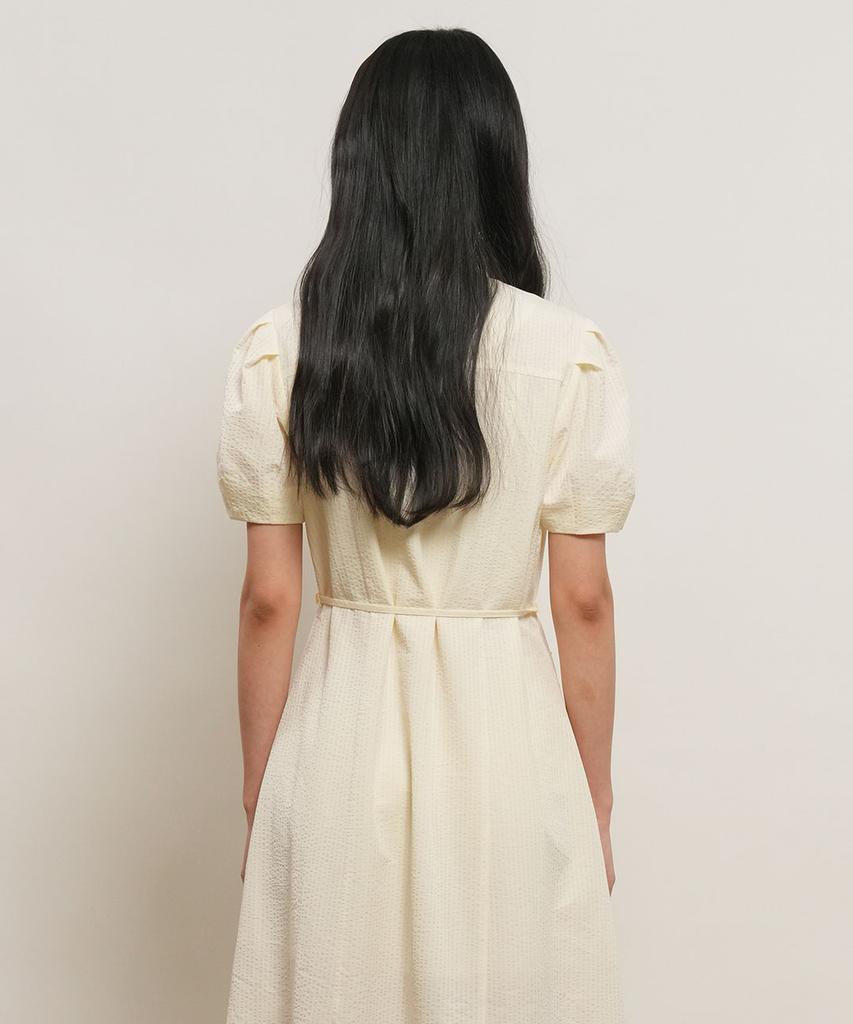 GENERALIDEA Striped V-Neck Puff Long Dress [Vanilla] / Gf2Lop514