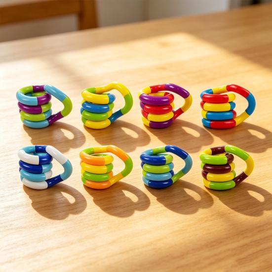 2/4/6Pcs Stress Relief Plastic Twisted Toy Focus Aid Hand Finger Flexibility Training Toy Portable Educational Twisting Loop Fidget Toy
