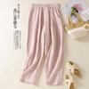 Real Shot Summer New Cotton and Linen Large Size Literary Loose Casual Wide-leg Nine-point Pants Women's Clothing
