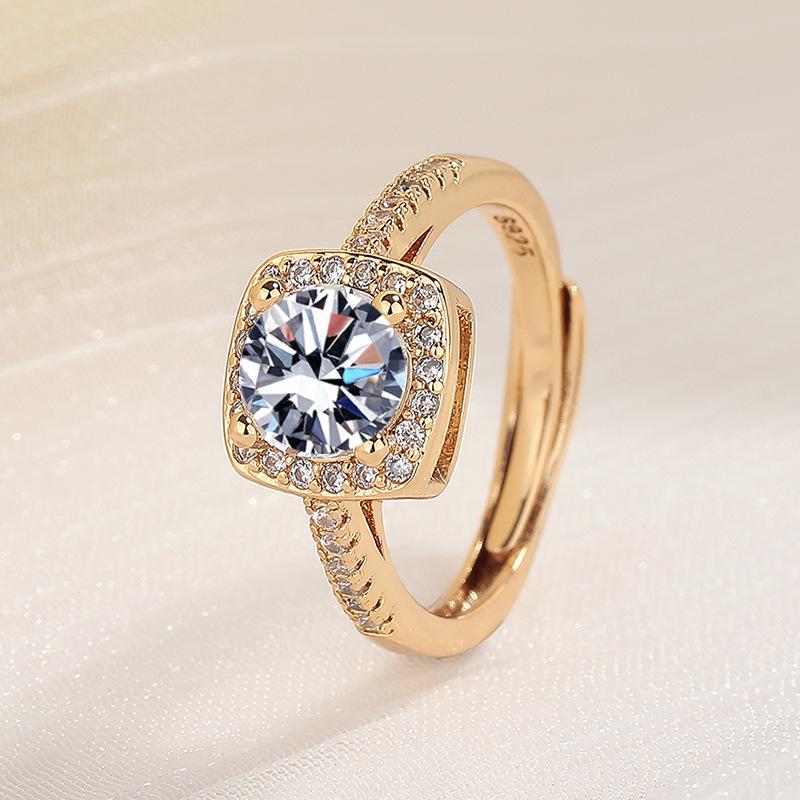 925 Sterling Silver Ring Hot AAA Zircon Adjustable Size Engagement Rings for Women Wedding Ring Party Fashion Nice Jewelry Gift