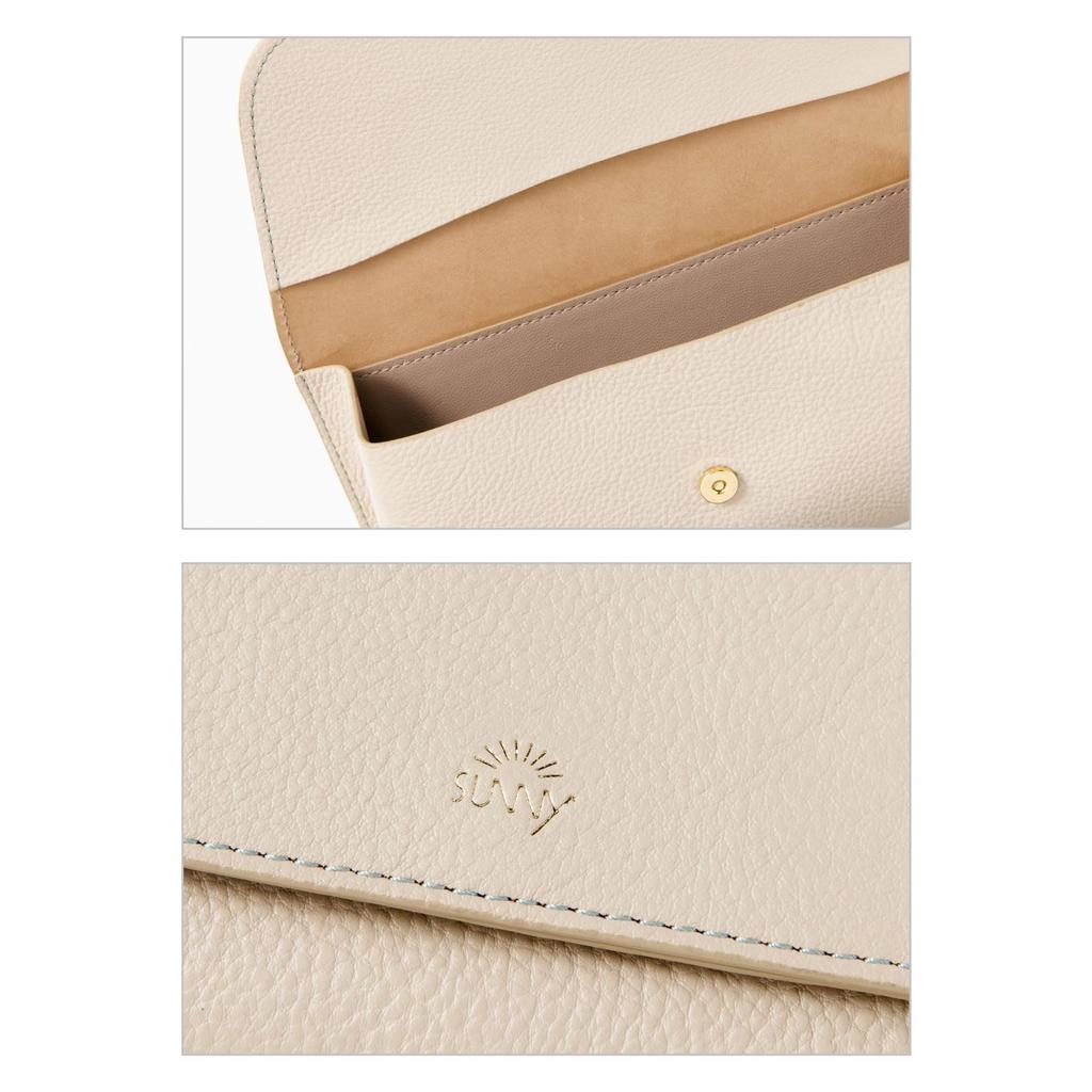 Iroha Publishing SUNNY FLAT PEN POUCH L-LSLP-L-03 Beige, Genuine Leather Pencil Case
