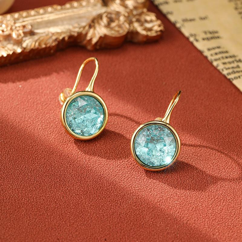 Vintage Minimalist Ice Cracked Stone Hemispherical Women's Light Luxury New Enamel Earrings Are Unique And Exquisite