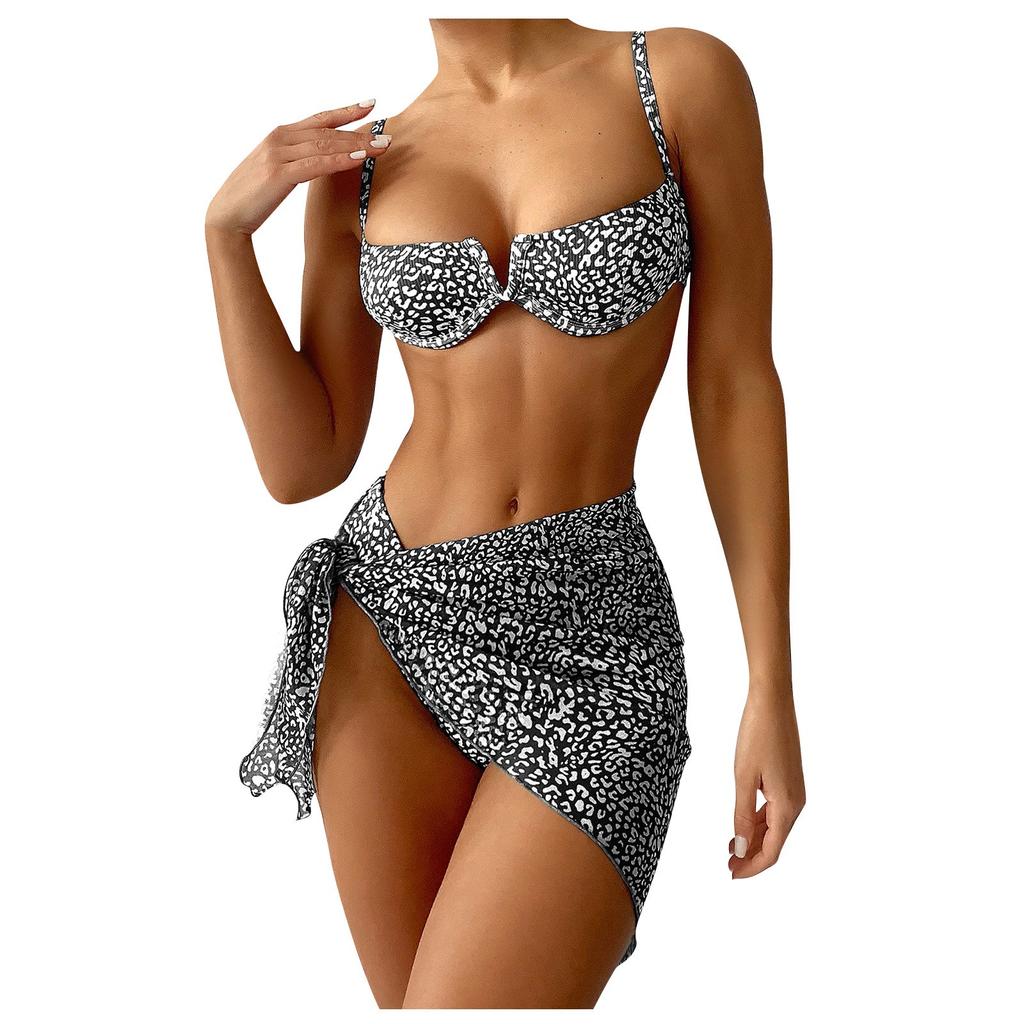 Women's Fashion Floral Bra Sexy Split Bikini Swimsuit