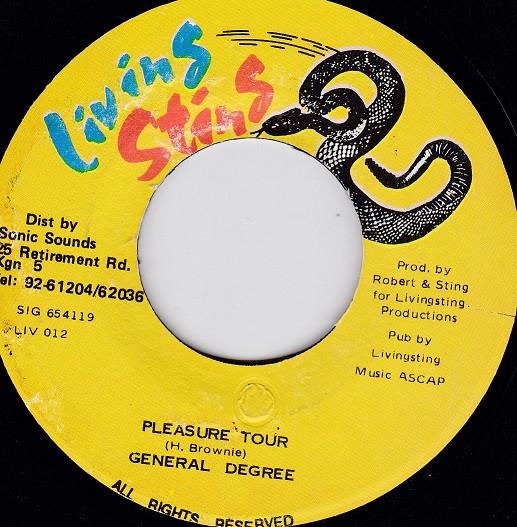 7inch Record GENERAL DEGREE / FIREHOUSE CREW - Pleasure Tour  LIV012 Living Sting Jamaica Reggae, Ska & Dub Used