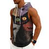 Men's Casual Sleeveless Hoodie with Drawstring Hood Halloween Themed Graphic Print Lightweight Pullover Vest for Everyday Wear