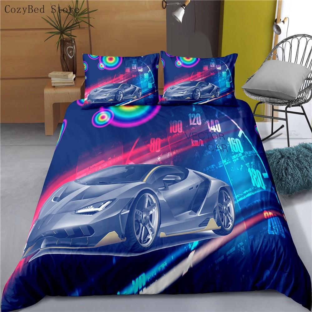 Racing Cars Bedding Set 3D Printed Duvet Cover Extreme Sports Home Decor Bedclothes For Adult Teen Boys Home Textiles