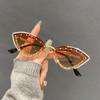 New Cat Eye Shaped Diamond Studded Sunglasses Personalized and Trendy Outdoor Sunglasses Sunscreen Party Metal Eyeglass Legs