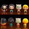 4Pcs/Set Q Version Demon Slayer Sitting Ghost Doll 4cm Tanjiro Nidouzi Inosuke Zenizu Figure Action Figure Movie Model Toys
