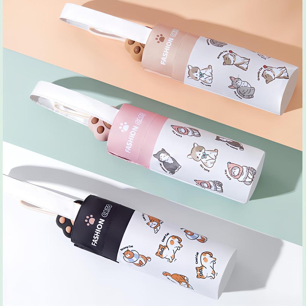 YasYouRi Folding Umbrella with a Cute Cat Paw Easy Opening and Suitable for Women in Sun and Light Heat Sun UV Protection Print, Closing, Rain,