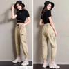 Damen Sommerhose mit weitem Bein, große Größe, hohe Taille, Sport, lockere, bequeme Freizeithose