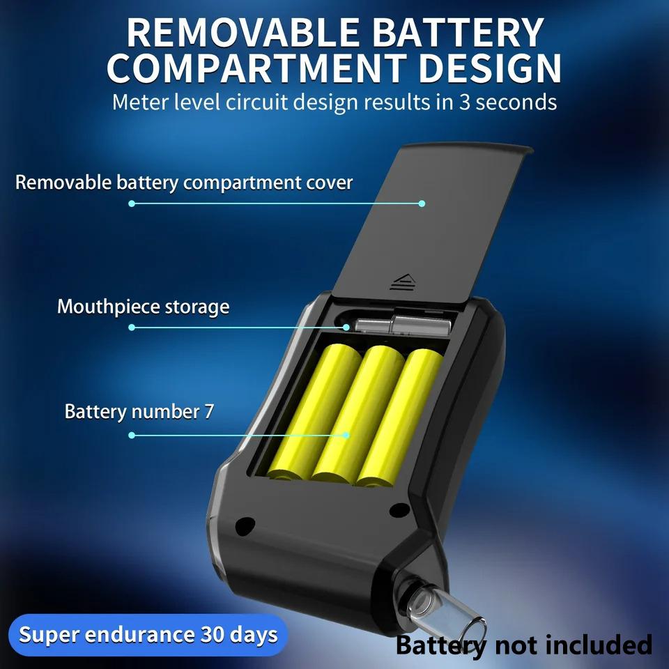 Přenosný digitální alkohol tester s baterkou, profesionální vysoce přesný dechový analyzátor s hlasovým ovládáním