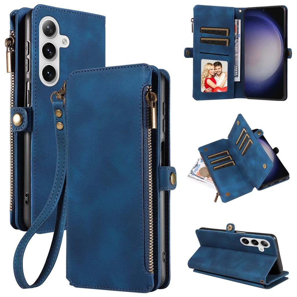 Flip Zipper Wallet Cards Solt Leather Case for Samsung Galaxy S25 Ultra S24 Plus S23 S22 A55 A15 A35 A34 A54 Phone Bags Cover