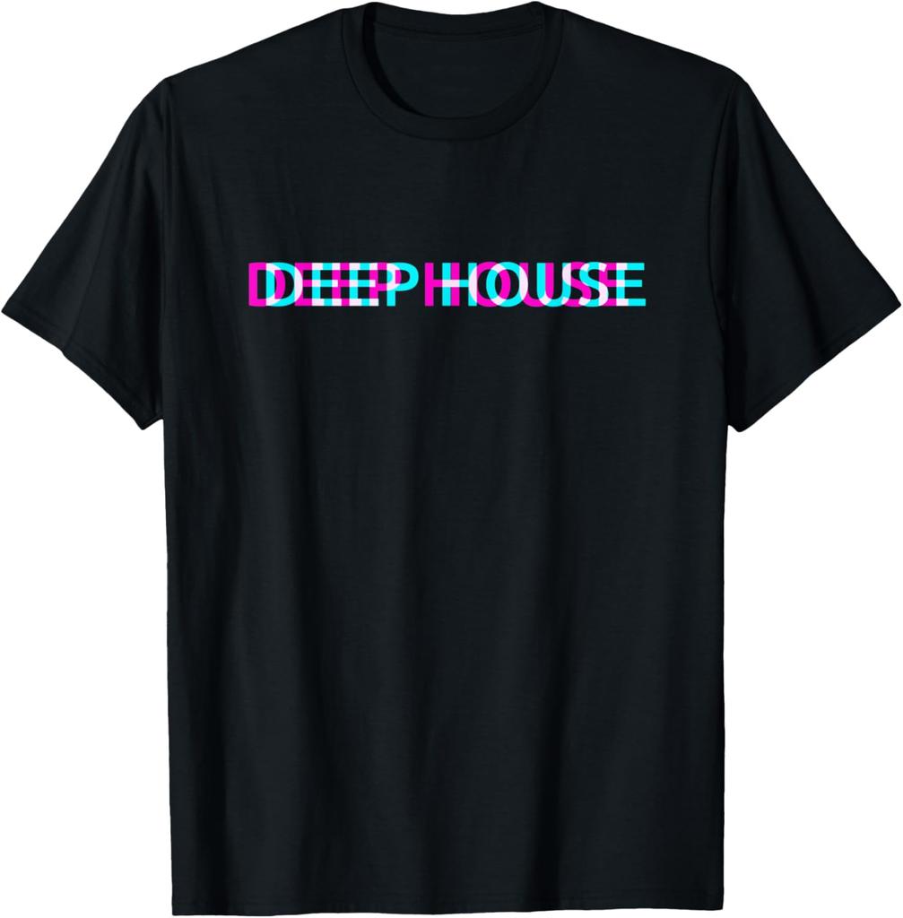 Deep House Music Art  Minimalist Design for DJ Raver EDM TShirt Cotton Printed Graphic T Shirts Vintage T Shirt Camisas