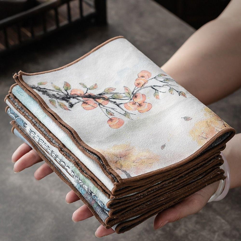 Thickened Chinese Painted Tea Towel Table Mat Tea Napkin Tea Art Tea Cloth  Cleaning Tool