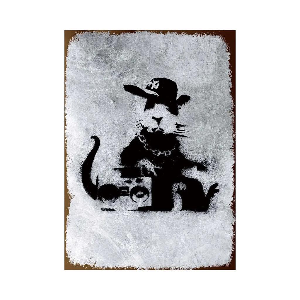 Banksy Graffiti Art Metal Tin Sign Poster Street Wall Painting Love Little Boy Poster Living Room Corridor Bar Home Decoration