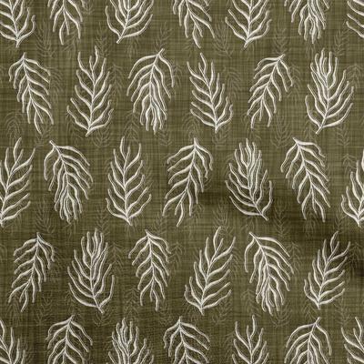 Cotton Flex Dark Olive Green Fabric Asian Dabu Print Sewing Material Print Fabric By The Yard 40 Inch