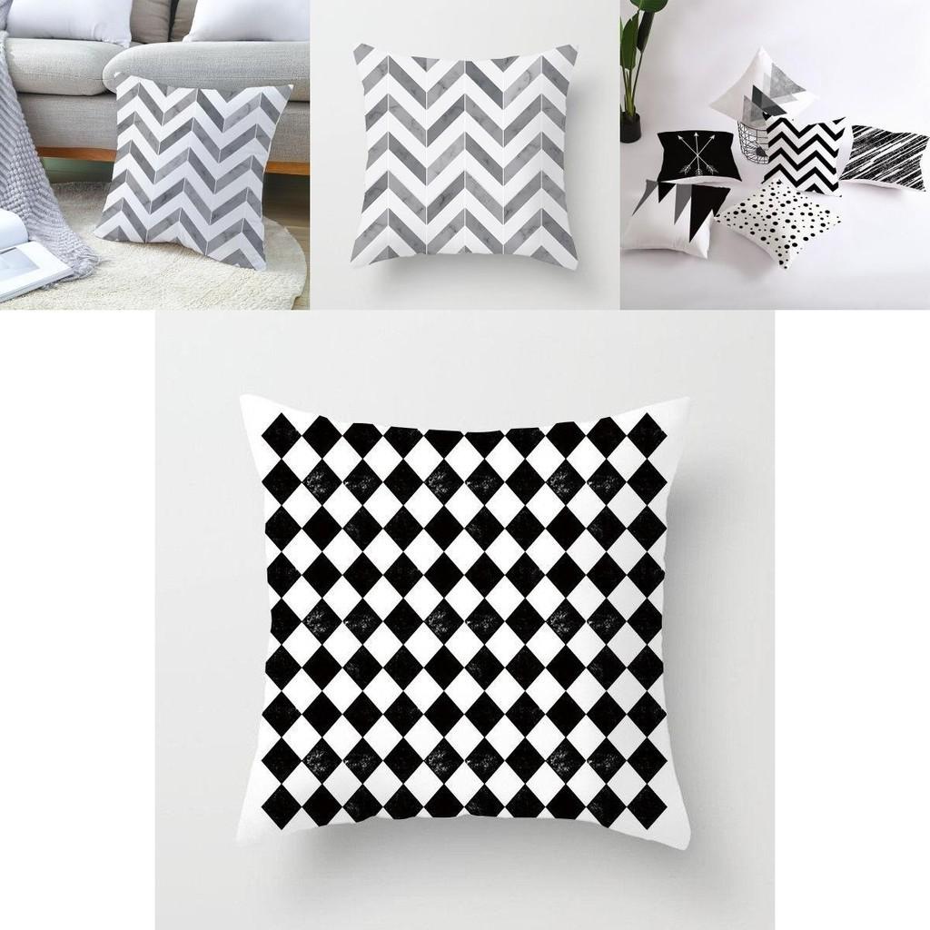 Stylish Geometric Cushion Cover With Dotted Grid And Triangular Patterns For Modern Decor
