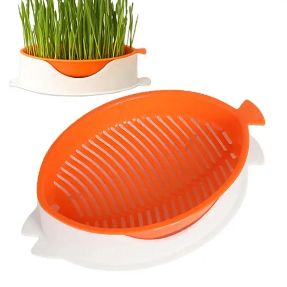 Seed Sprouter Tray Soil-Free Seedling Cat Grass Sprout Plate Hydroponic Plant Pots Pet Cat Sprout Dish Growing Pot Garden Supply