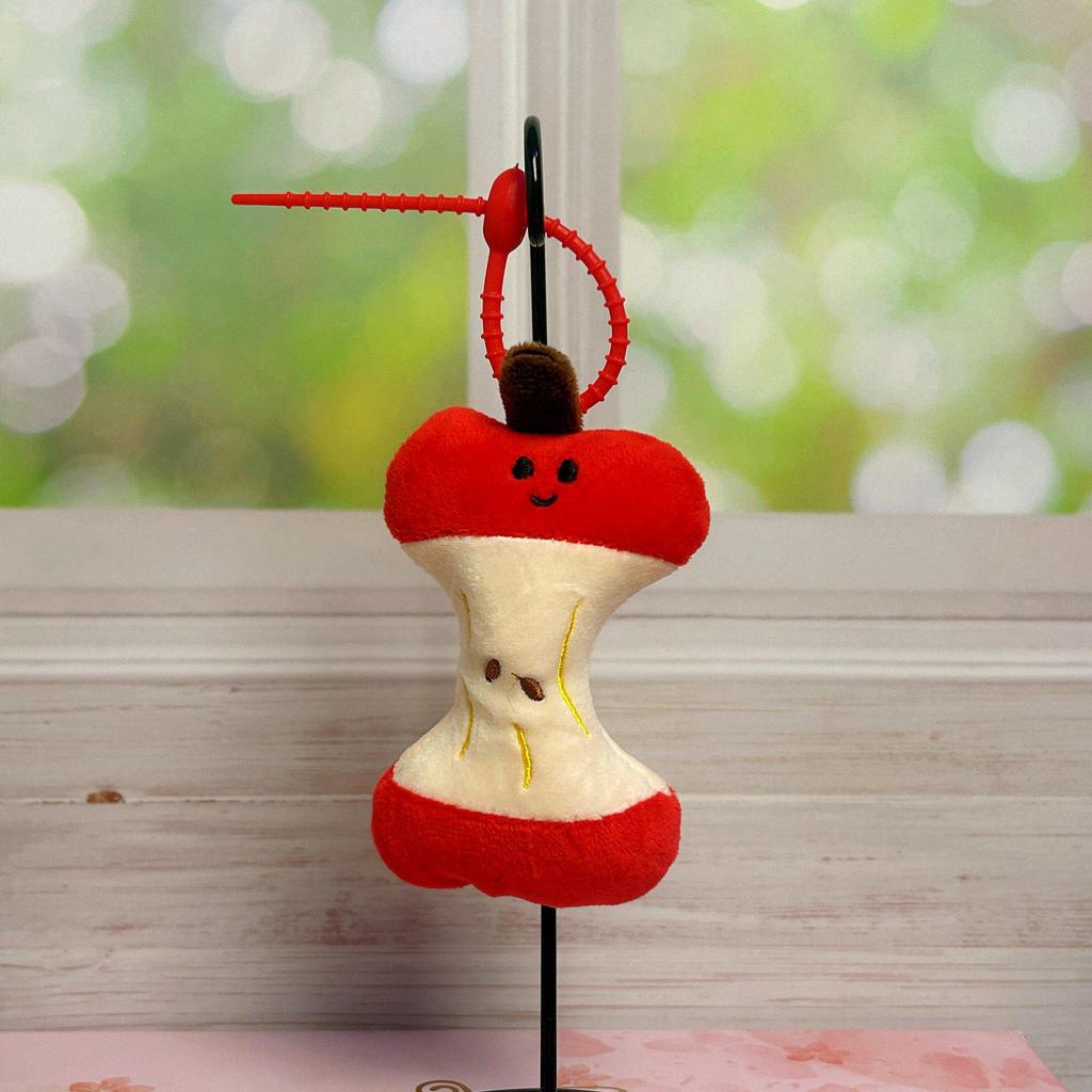 Adorable Apple Core Plush Keychain Doll