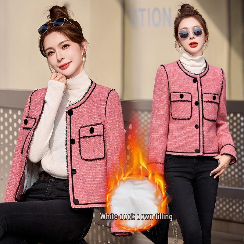 

Женская зимняя пуховая куртка - Элегантное однобортное пальто из пуха белой утки YB8802 XL 125-140 catty розы красного