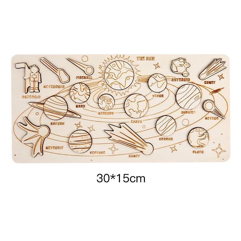 Cross-Border Solar System Wooden Puzzle - Planet Board for Early Education