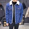 Heren Plus Size Winter Warm Denim Jas Gevoerd met Fleece Warme Jas Rits Gewassen Losse Jas