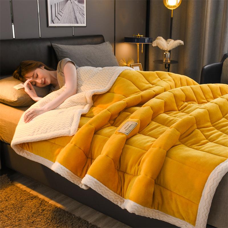 Pătură groasă din fleece cu trei straturi din catifea de lapte pentru pat simplu sau dublu - Cuvertură caldă și confortabilă, perfectă pentru cadouri și achiziții de grup