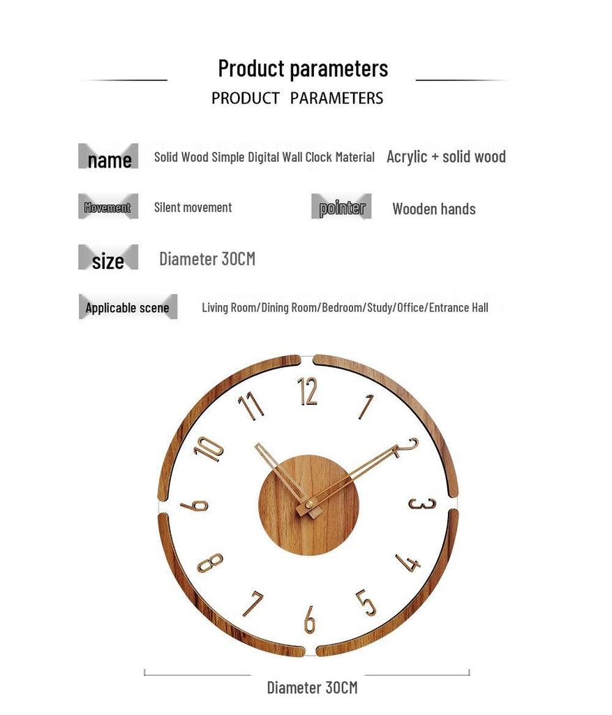 Transparent Creative Wall Clock for Living Room - Decorative Home Clock with Numbers