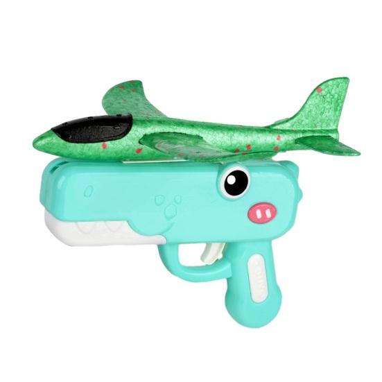 Dinosaur Airplane Launcher Toy Hand-Powered Glider with Soft Foam Aircraft Outdoor Flying Toy Fun Gift for Boys Girls