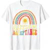 Fun Rainbow Bridge Letter Smile Flower Print Women's T-Shirts Summer Fashion Street Outdoor Casual T-shirt Tops for Men's and Women's Tees Top
