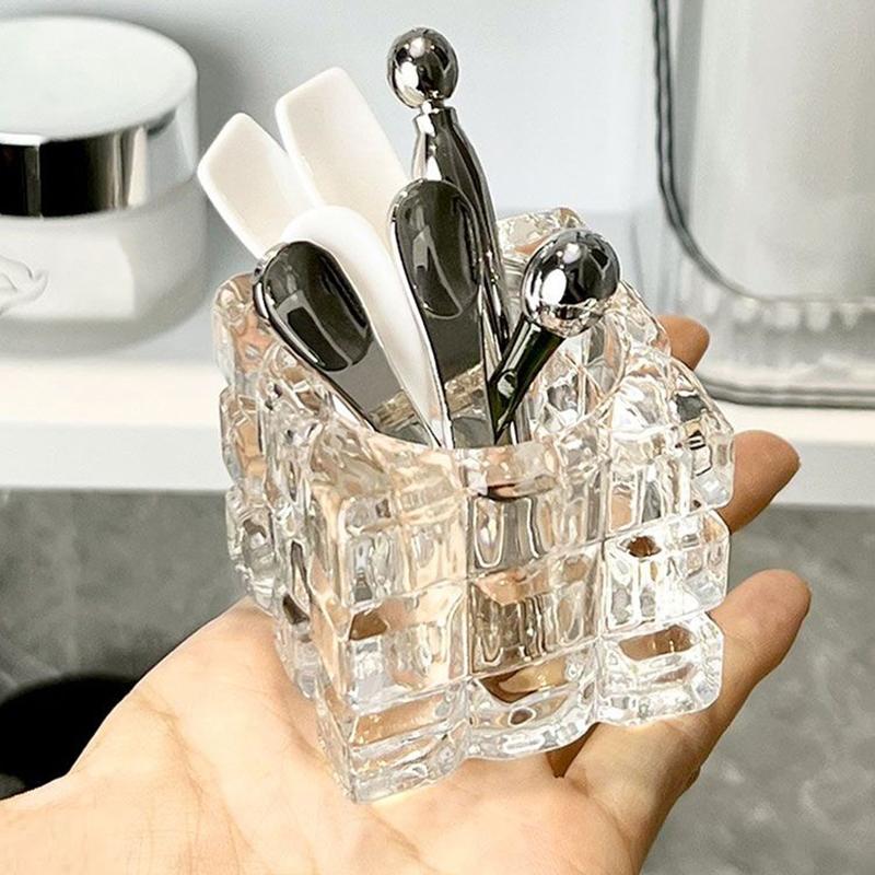 Maskenlöffelhalter Cremelöffel Tischplatte Make-up Aufbewahrungsbox für Augencreme Pick Massagestab Glas Kerzenständer Make-up Organizer