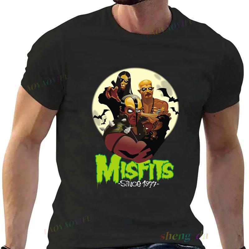 

Camisetas The Misfits Vintage Hardcore Punk Band Horror Skeleton Graphic T-shirts Double Side Print Cotton Casual Oversized Tee 5XL різнокольоровий